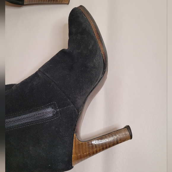 Joyce California Vintage Black Suede Knee High Boots Size 8.5 Tall Heel - Picture 7 of 11